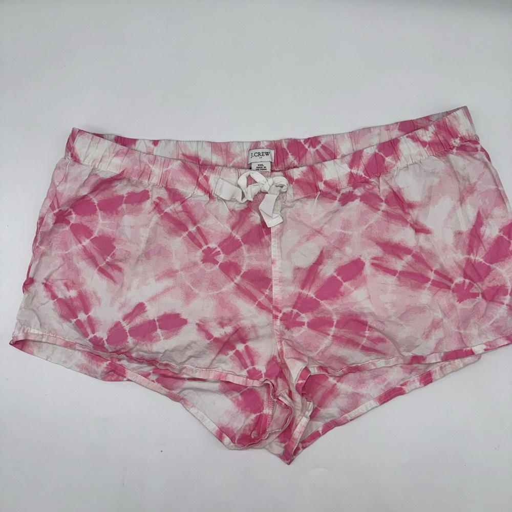 J.Crew Tie Dye Drawstring Shorts Pink White XXL Lounge Summer Pull On